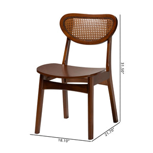 Baxton Studio Baxton Studio Hesper Mid-Century Walnut Dining Chair Set with Rattan Detailing for Stylish Comfort RH253C-Walnut Rattan/Walnut Bent Seat-DC-2PK