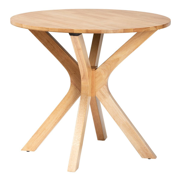 Baxton Studio Baxton Donato Mid-Century Modern 5-Piece Dining Set with Oak Brown Wood and Rattan Accent Chairs RH256C-Natural Rattan-Round-5PC Dining Set