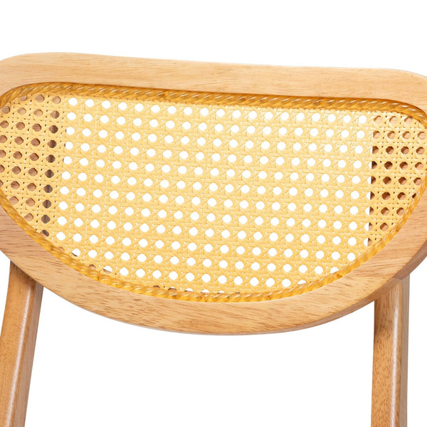 Baxton Studio Baxton Studio 2-Piece Mid-Century Dining Chair Set in Oak Brown with Rattan for Stylish Comfort RH256C-Natural Rattan/Natural Flat Seat-DC-2PK