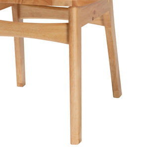 Baxton Studio Baxton Studio 2-Piece Mid-Century Dining Chair Set in Oak Brown with Rattan for Stylish Comfort RH256C-Natural Rattan/Natural Flat Seat-DC-2PK