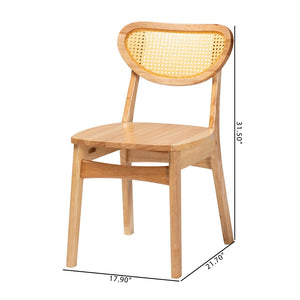 Baxton Studio Baxton Studio 2-Piece Mid-Century Dining Chair Set in Oak Brown with Rattan for Stylish Comfort RH256C-Natural Rattan/Natural Flat Seat-DC-2PK