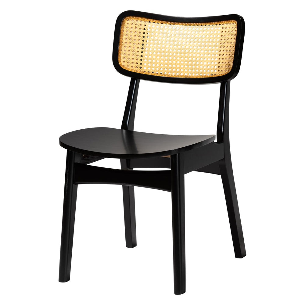 Baxton Studio Baxton Studio Linnet 7-Piece Mid-Century Dining Set with Dark Brown Wood & Rattan Accents, Chic & Functional RH254C-Natural Rattan/DB-Round-7PC Dining Set
