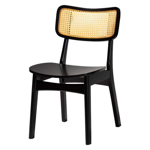 Baxton Studio Baxton Studio Mid-Century Modern 5-Piece Dining Set with Dark Wood and Rattan for Timeless Elegance Estera Dark Brown 5-Piece RH254C-Natural Rattan/DB-Rectangle-5PC Dining Set