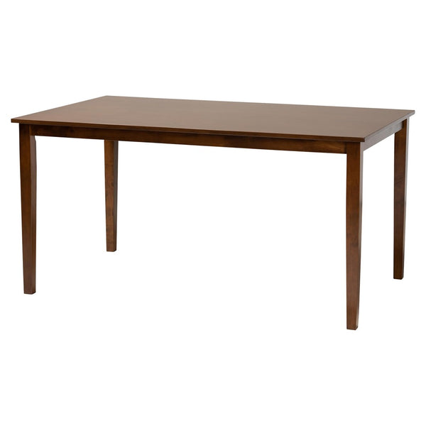 Baxton Studio Baxton Estera 7-Piece Mid-Century Modern Dining Set with Rattan Accents for Stylish Dining Spaces RH254C-Walnut Rattan-Rectangle-7PC Dining Set