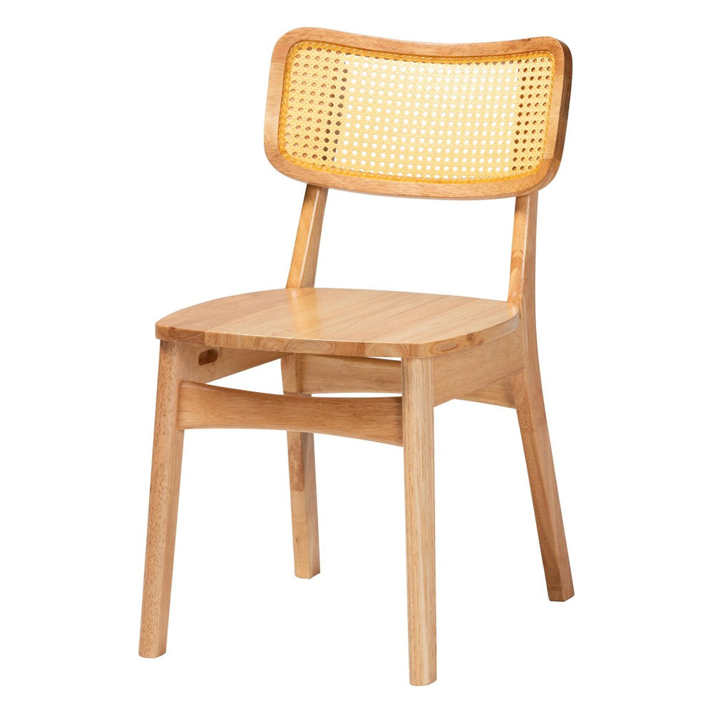 Baxton Studio Baxton Studio Camilo 5-Piece Mid-Century Dining Set with Round Table & Curved Chairs for Cozy Meals RH257C-Natural Rattan-Round-5PC Dining Set