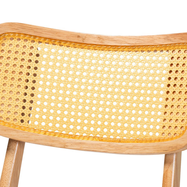 Baxton Studio Baxton Studio Tadeo Mid-Century 2-Piece Dining Chair Set - Elegant Oak Brown Wood & Rattan Design RH257C-Natural Rattan/Natural Flat Seat-DC-2PK