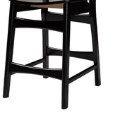 Baxton Studio Hesper Mid-Century Modern Dark Brown Finished Wood and Rattan 5-Piece Pub Set