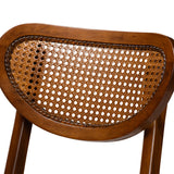 Baxton Studio Hesper Mid-Century Modern Walnut Brown Finished Wood and Rattan 5-Piece Pub Set