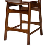 Baxton Studio Hesper Mid-Century Modern Walnut Brown Finished Wood and Rattan 2-Piece Counter Stool Set