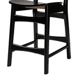 Baxton Studio Tafari Mid-Century Modern Dark Brown Finished Wood and Rattan 2-Piece Counter Stool Set