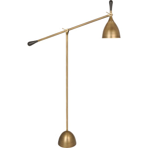 Robert Abbey Ledger Floor Lamp Warm Brass Finish with Dark Walnut Accents Metal Shade