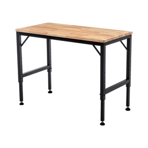 English Elm 48" Heavy-Duty Adjustable Workbench - Robust Rubberwood Top, Steel Frame, 2000 Lbs Load Capacity & More! W1422P218517
