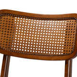 Baxton Studio Tafari Mid-Century Modern Walnut Brown Finished Wood and Rattan Pub Set