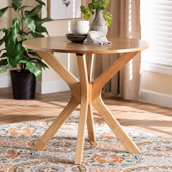 Baxton Studio Baxton Studio Kenji Round Wood Dining Table - Mid-Century Modern Design for Small Spaces, 4 Seats RH7208T-Natural-35-IN-DT