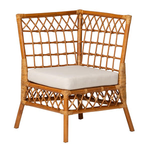 Baxton Studio bali Bali Adora 4-Piece Modern Bohemian Dining Nook Set - Honey Rattan with Plush Cushions & Modular Design Adora-4PC Dining Nook Set