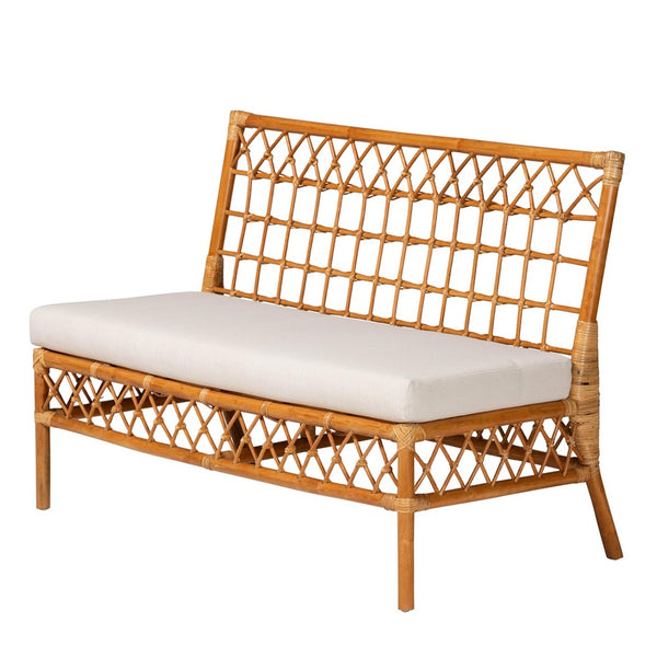 Baxton Studio bali Aina Modern Bohemian 4-Piece Dining Nook Set with Rattan Frames & Plush Cushions for Comfort Aina-4PC Dining Nook Set