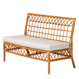 bali & pari Capella Modern Bohemian Honey Rattan 3-Piece Dining Nook Banquette Set