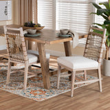 bali & pari Ulric Modern Bohemian White Washed Mahogany Wood Dining Chair