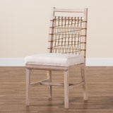 bali & pari Ulric Modern Bohemian White Washed Mahogany Wood Dining Chair