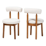 Baxton Studio Edric Modern Japandi Cream Boucle Fabric and Walnut Brown Finished Wood 2-Piece Dining Chair Set