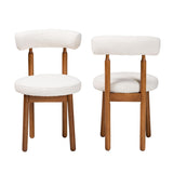 Baxton Studio Edric Modern Japandi Cream Boucle Fabric and Walnut Brown Finished Wood 2-Piece Dining Chair Set