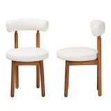 Baxton Studio Edric Modern Japandi Cream Boucle Fabric and Walnut Brown Finished Wood 2-Piece Dining Chair Set