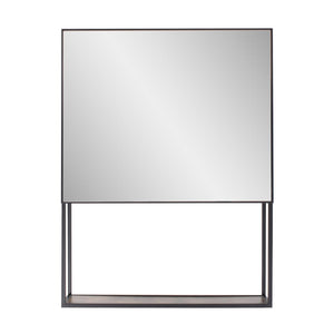 Howard Elliott Warren Mirror: Industrial-style Wall Mirror With Mixed-material Shelf For A Unique Home Accent Black Metal,Glass 13427-howard-elliott