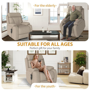 English Elm Power Lift Recliner Chair Velvet Upholstered Senior Assist Motorized Living Room Seat W1028S00061