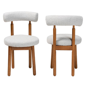 Baxton Studio Baxton Edric Modern Japandi Dining Chair Set - Light Grey Boucle & Walnut Finish for Stylish Comfort BBT5491-Maya- Sky Grey-DC