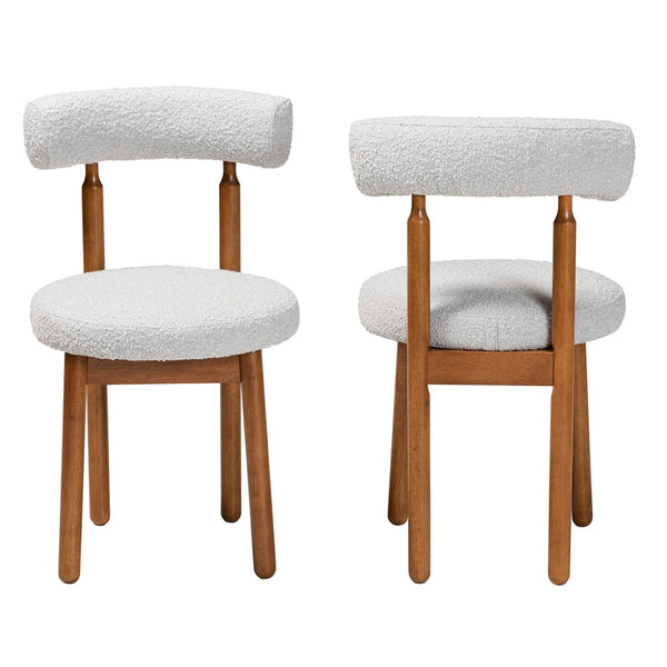 Baxton Studio Baxton Edric Modern Japandi Dining Chair Set - Light Grey Boucle & Walnut Finish for Stylish Comfort BBT5491-Maya- Sky Grey-DC
