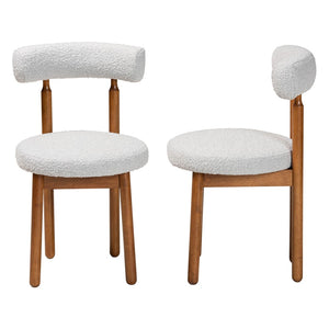 Baxton Studio Baxton Edric Modern Japandi Dining Chair Set - Light Grey Boucle & Walnut Finish for Stylish Comfort BBT5491-Maya- Sky Grey-DC