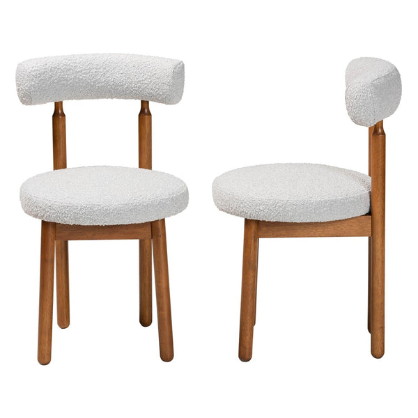 Baxton Studio Baxton Edric Modern Japandi Dining Chair Set - Light Grey Boucle & Walnut Finish for Stylish Comfort BBT5491-Maya- Sky Grey-DC