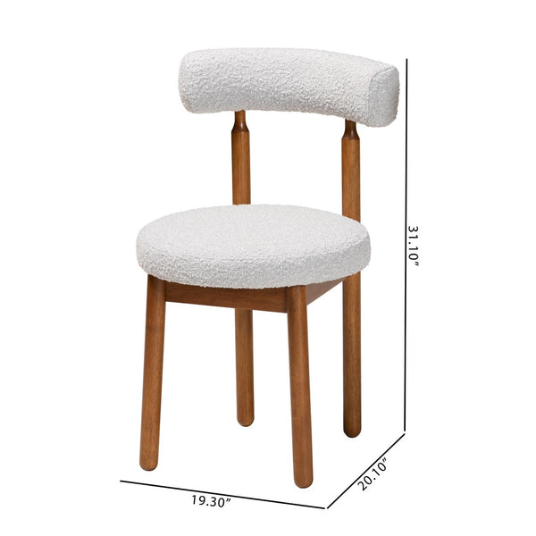Baxton Studio Baxton Edric Modern Japandi Dining Chair Set - Light Grey Boucle & Walnut Finish for Stylish Comfort BBT5491-Maya- Sky Grey-DC