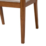 Baxton Studio Emilia Modern Japandi Beige Fabric and Walnut Brown Finished Wood 2-Piece Arm Chair Set with Woven Rattan
