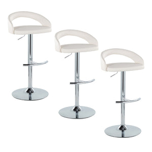 English Elm Adjustable Swivel Barstools in Chrome and Faux Leather Set of 3 for Kitchen Island B202S02048