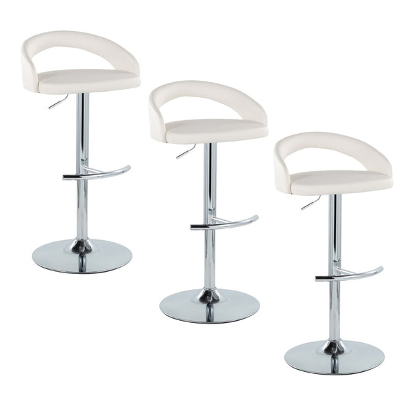 English Elm Adjustable Swivel Barstools in Chrome and Faux Leather Set of 3 for Kitchen Island B202S02048