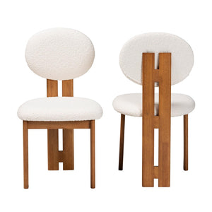 Baxton Studio Baxton Studio Kacela Japandi Dining Chair Set - Cream Boucle & Walnut Brown Wood for Modern Comfort BBT5490-Walnut/Maya Cream-DC
