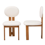 Baxton Studio Kacela Modern Japandi Cream Boucle Fabric and Walnut Brown Finished Wood 2-Piece Dining Chair Set