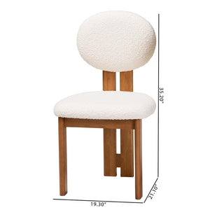 Baxton Studio Baxton Studio Kacela Japandi Dining Chair Set - Cream Boucle & Walnut Brown Wood for Modern Comfort BBT5490-Walnut/Maya Cream-DC
