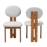 Baxton Studio Kacela Modern Japandi Light Grey Boucle Fabric and Walnut Brown Finished Wood 2-Piece Dining Chair Set