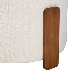 Baxton Studio Baxton Studio Finlay Modern Japandi Cream Boucle Ottoman with Walnut Wood Legs - Versatile & Stylish BBT5487-Walnut/Maya Cream-Stool