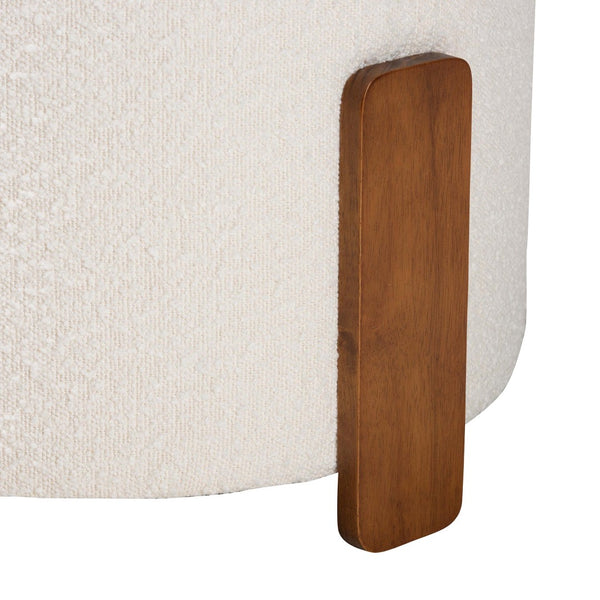 Baxton Studio Baxton Studio Finlay Modern Japandi Cream Boucle Ottoman with Walnut Wood Legs - Versatile & Stylish BBT5487-Walnut/Maya Cream-Stool