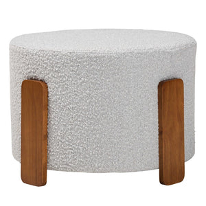 Baxton Studio Baxton Studio Finlay Modern Japandi Light Grey Boucle Ottoman - Versatile Footstool & Accent Piece BBT5487-Walnut/Maya Sky Grey-Stool