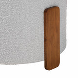 Baxton Studio Finlay Modern Japandi Light Grey Boucle Fabric and Walnut Brown Finished Wood Ottoman Footstool