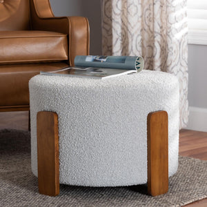Baxton Studio Baxton Studio Finlay Modern Japandi Light Grey Boucle Ottoman - Versatile Footstool & Accent Piece BBT5487-Walnut/Maya Sky Grey-Stool