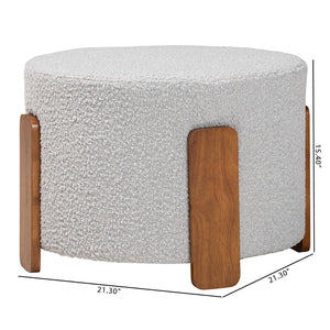 Baxton Studio Baxton Studio Finlay Modern Japandi Light Grey Boucle Ottoman - Versatile Footstool & Accent Piece BBT5487-Walnut/Maya Sky Grey-Stool