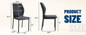 English Elm Luxury Black Dining Chairs Set Of 6 - Modern Ergonomic Pu Upholstered Chairs With Metal Legs W1151P282702