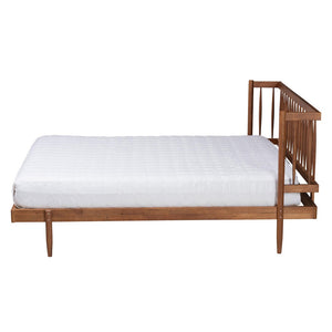 Baxton Studio Baxton Studio Calderon Retro-Modern Walnut Queen Platform Bed with Spindle Headboard & Support MG0116-Walnut- Queen