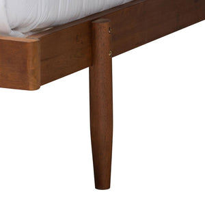 Baxton Studio Baxton Studio Calderon Retro-Modern Walnut Queen Platform Bed with Spindle Headboard & Support MG0116-Walnut- Queen