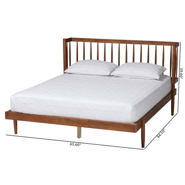 Baxton Studio Baxton Studio Calderon Retro-Modern Walnut Queen Platform Bed with Spindle Headboard & Support MG0116-Walnut- Queen